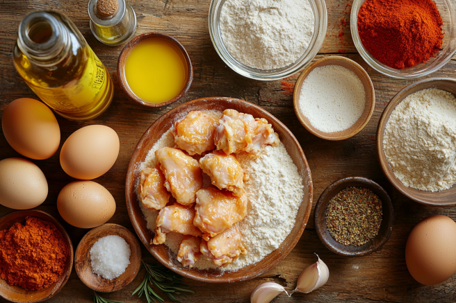 Ingredients for crispy fried chicken